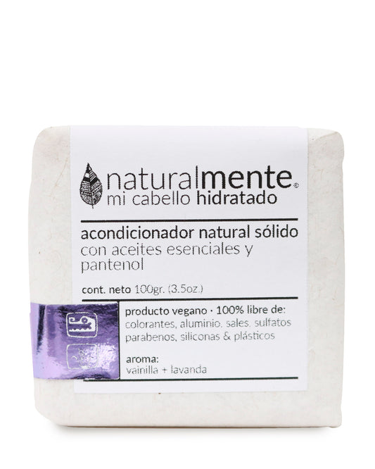 NATURALMENTE Acondicionador Sólido Hidratante - Karité - Aroma Lavanda Vainilla 110 gr.