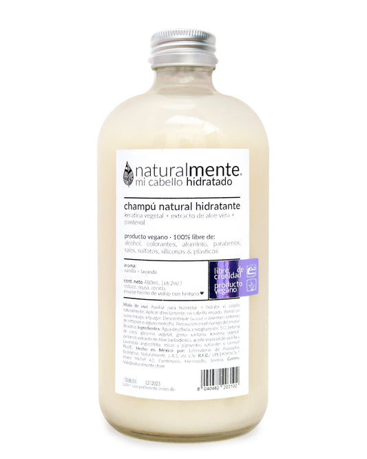 NATURALMENTE Champú Hidratante - Keratina Vegetal + Pantenol + Aloe Vera - Aroma Lavanda Vainilla