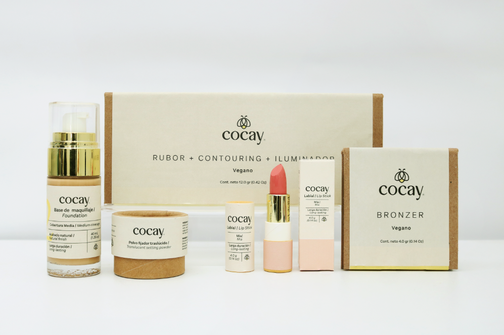 COCAY Rubor + Iluminador + Contouring - Vegano Natural - Contenedor Ecológico de Cartón