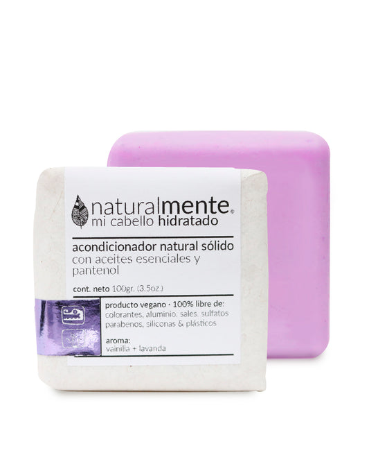 NATURALMENTE Acondicionador Sólido Hidratante - Karité - Aroma Lavanda Vainilla 110 gr.