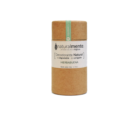 NATURALMENTE Desodorante Natural en Barra (Aroma Hierbabuena) Envase Ecológico de Cartón 68 gr.