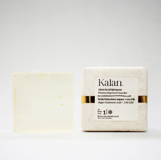 KALAN Jabón Facial Hidratante - Ácido Hialurónico + Colágeno Vegano + Oro 24k 60 gr.