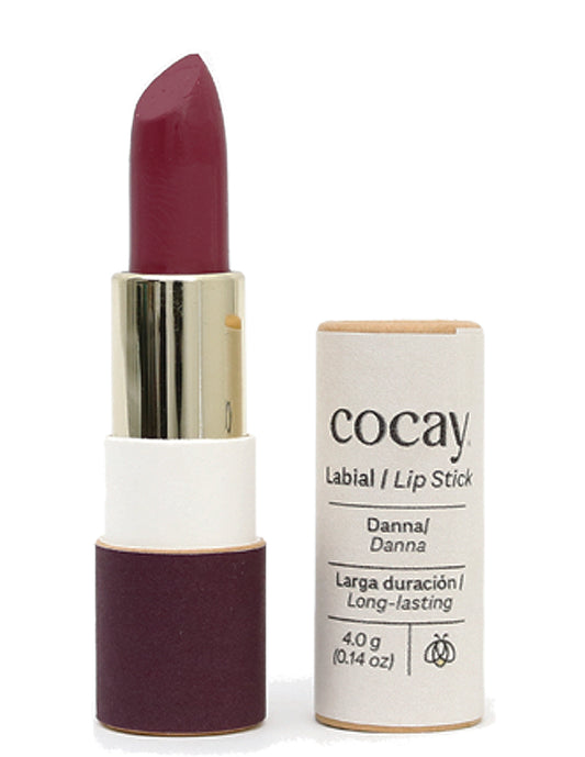 COCAY Labial Vegano Natural - Color Rojo Vino - Envase Ecológico de Cartón 4 gr.