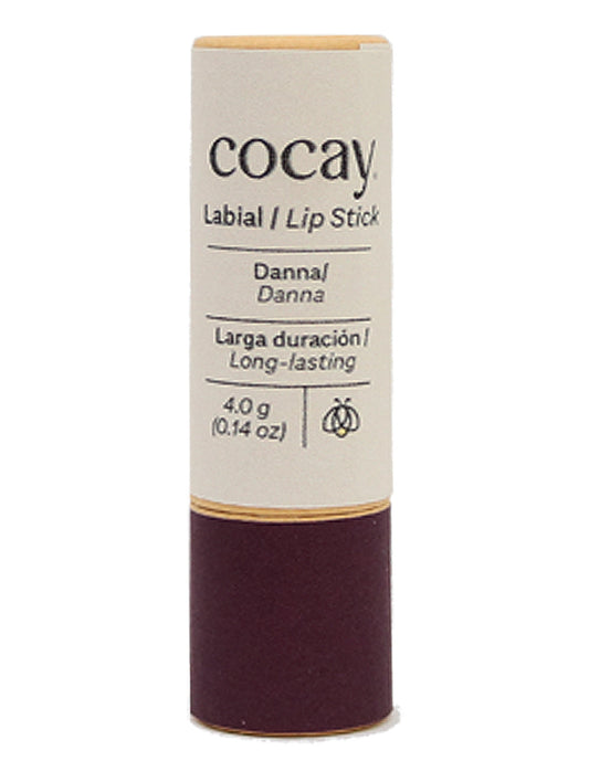COCAY Labial Vegano Natural - Color Rojo Vino - Envase Ecológico de Cartón 4 gr.