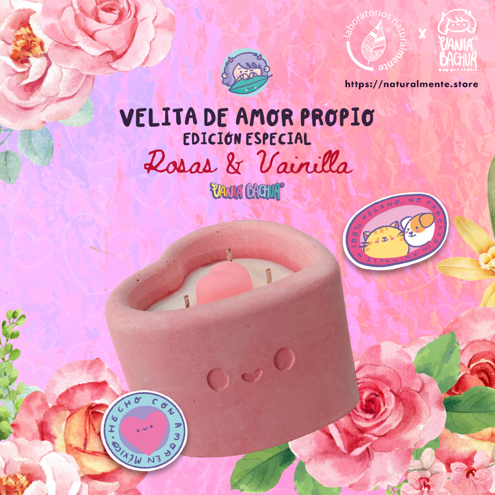 VANIA BACHUR - Vela de Cera de Soya - Aroma Rosas & Vainilla