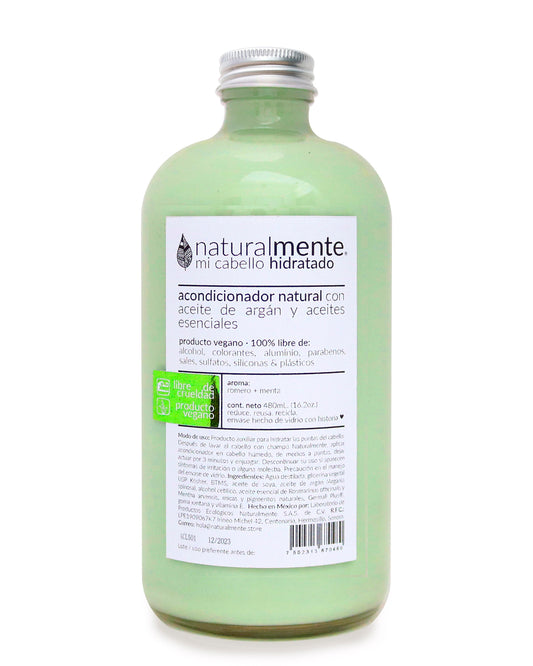 NATURALMENTE - Acondicionador Aroma Romero Menta con Aceite de Argán y Vitamina E