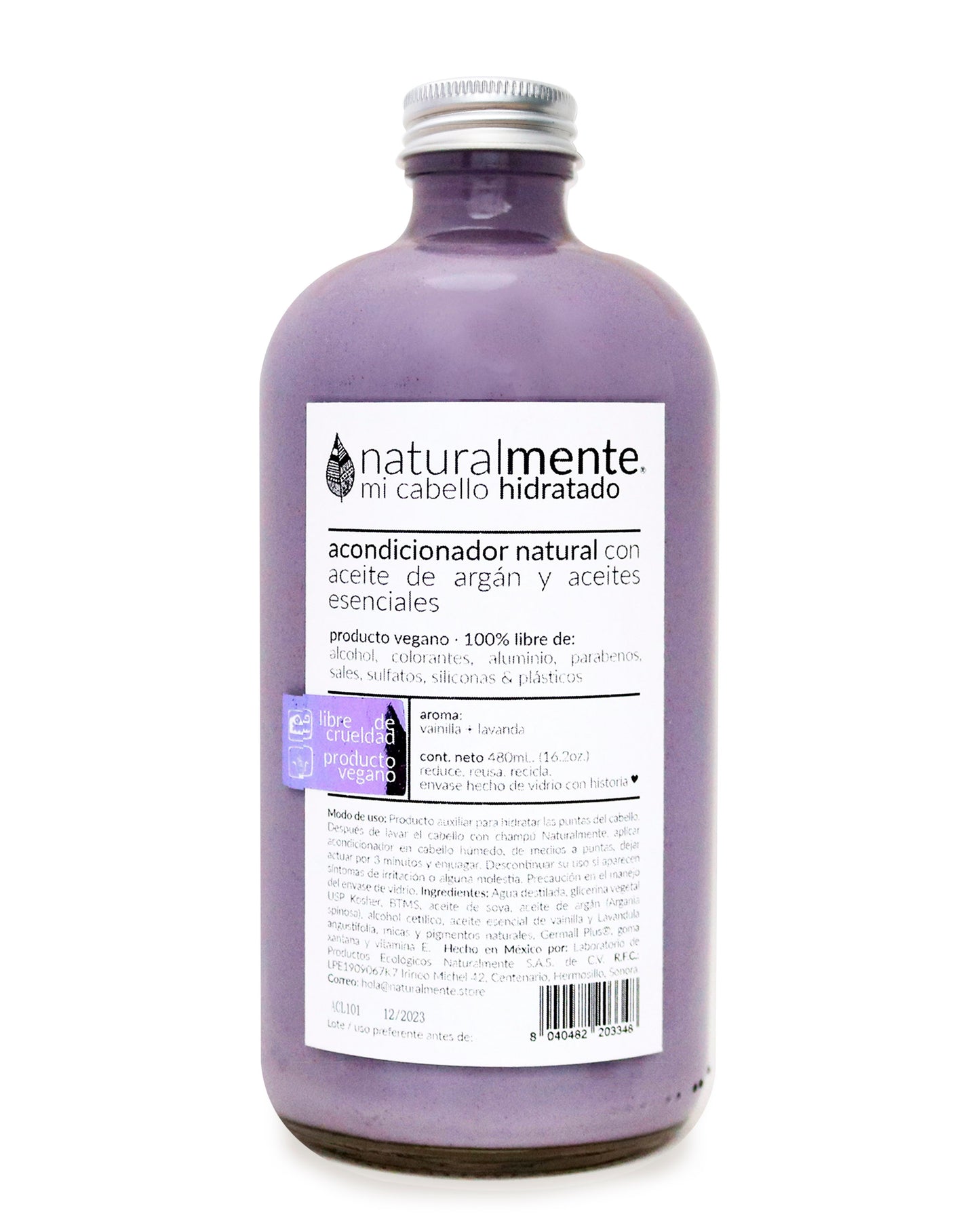 NATURALMENTE - Acondicionador Aroma Lavanda & Vainilla con Aceite de Argán y Vitamina E