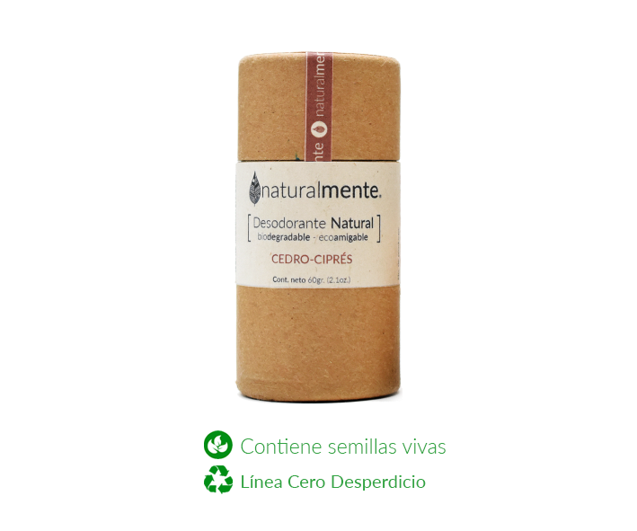NATURALMENTE Desodorante Natural en Barra (Aroma Cedro Ciprés) Envase Ecológico de Cartón 68 gr.