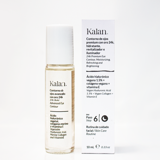 KALAN Contorno de Ojos Premium (Ácido Hialurónico Vegetal + Colágeno Marino + Vitamina E + Oro 24k) 10mL.