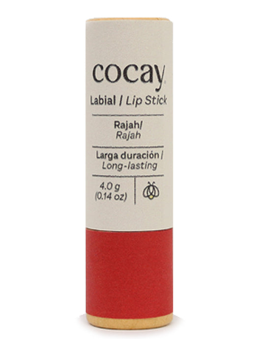 COCAY Labial Vegano Natural - Color Rojo Ladrillo - Envase Ecológico de Cartón 4 gr.
