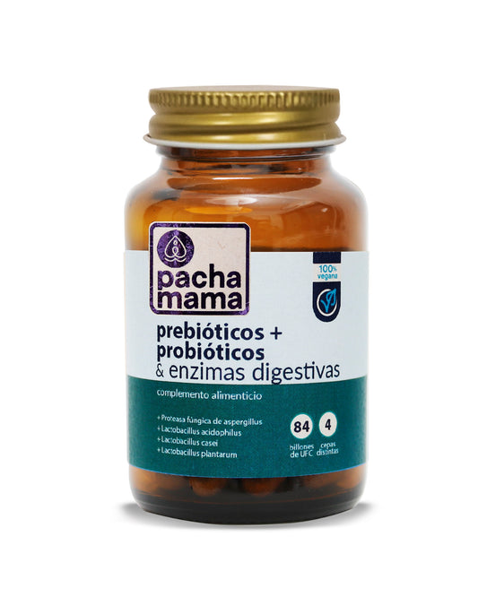 PACHAMAMA - Prebióticos + Probióticos + Enzimas Digestivas - 84 Billones - 500mg - 30 Cápsulas Vegetales