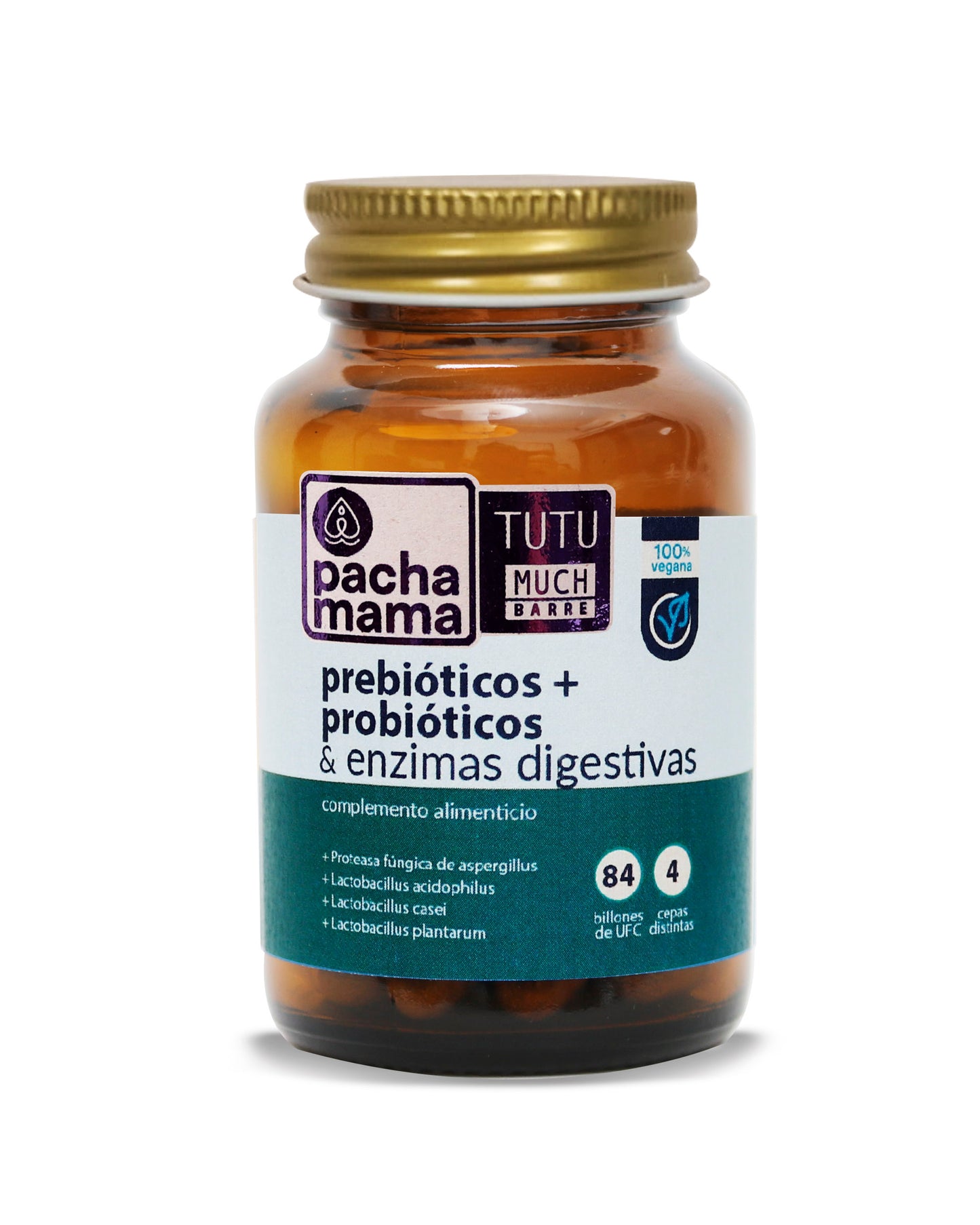 TUTUMUCH BARRE Prebióticos + Probióticos + Enzimas Digestivas - 84 Billones - 500mg - 30 Cápsulas Vegetales