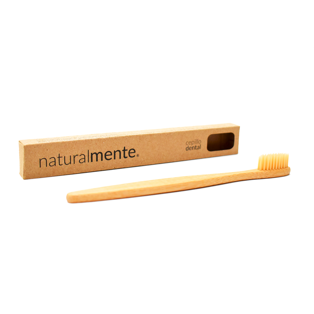NATURALMENTE Cepillo Dental de Bambú Cerdas Color Natural en Caja 1 pieza