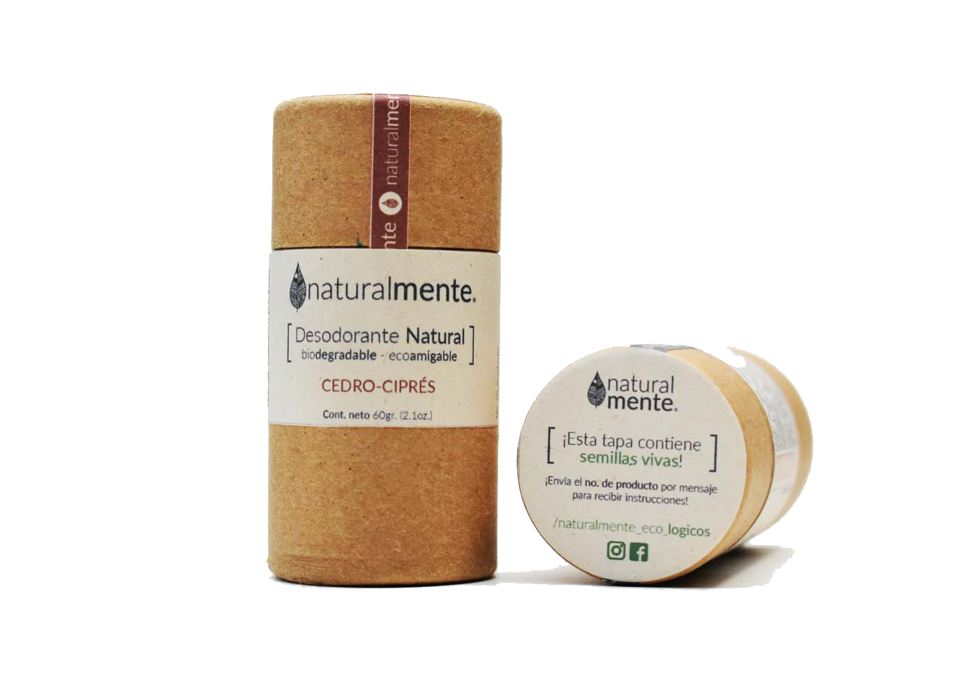 NATURALMENTE Desodorante Natural en Barra (Aroma Cedro Ciprés) Envase Ecológico de Cartón 68 gr.