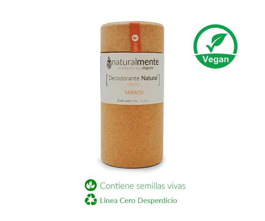 NATURALMENTE Desodorante Natural en Barra (Aroma Tabaco) Envase Ecológico de Cartón 68 gr.